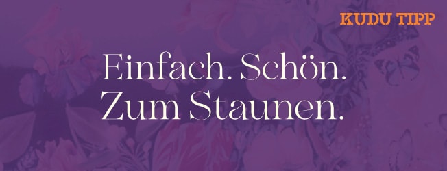 Grafische Gestaltung mit einem Blumenhintergrund, alles in lila gehalten. Per Klick landet man bei Bilderbüchern für Erwachsene